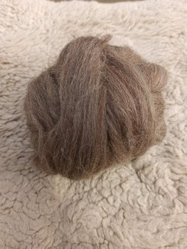 Europäische Wolle, spinnfertig kardiert, beige-braun 100g